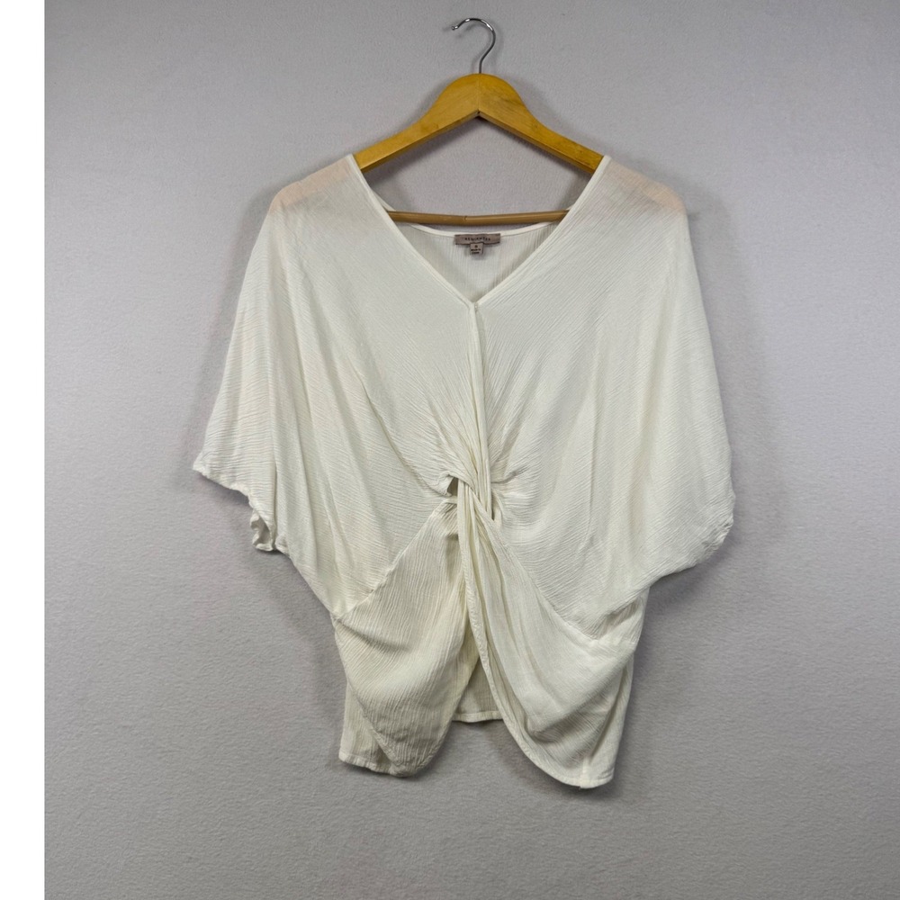 Remixmess Twist Front Blouse Womens‎ Small White Rayon Gauze Dolman RM20F318